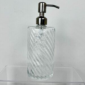 Jasai 18 oz Clear Glass Soap Dispenser with Rust Proof Stainless Steal Pump Dish